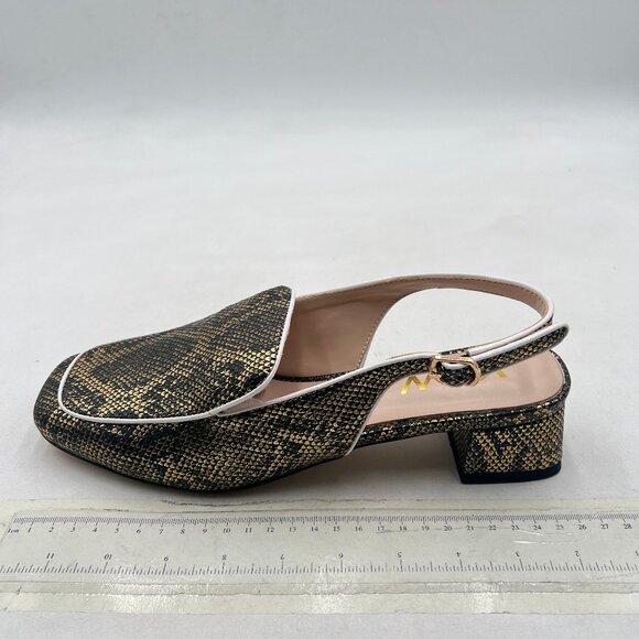 YDN Snake Square Toe Block Low Heels Slingback Formal Loafer Dressy Pump - Picture 2 of 8
